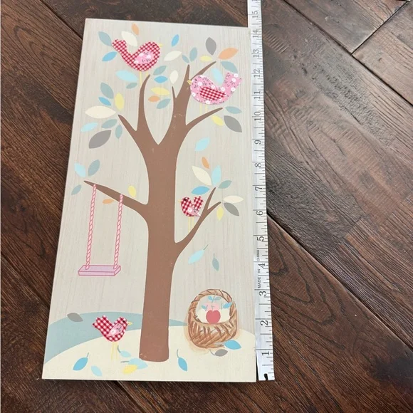 Pottery Barn Kids Woodland Tree & Birds Wall Art Panel – Pink, Brown, Red Blue - Picture 14 of 14